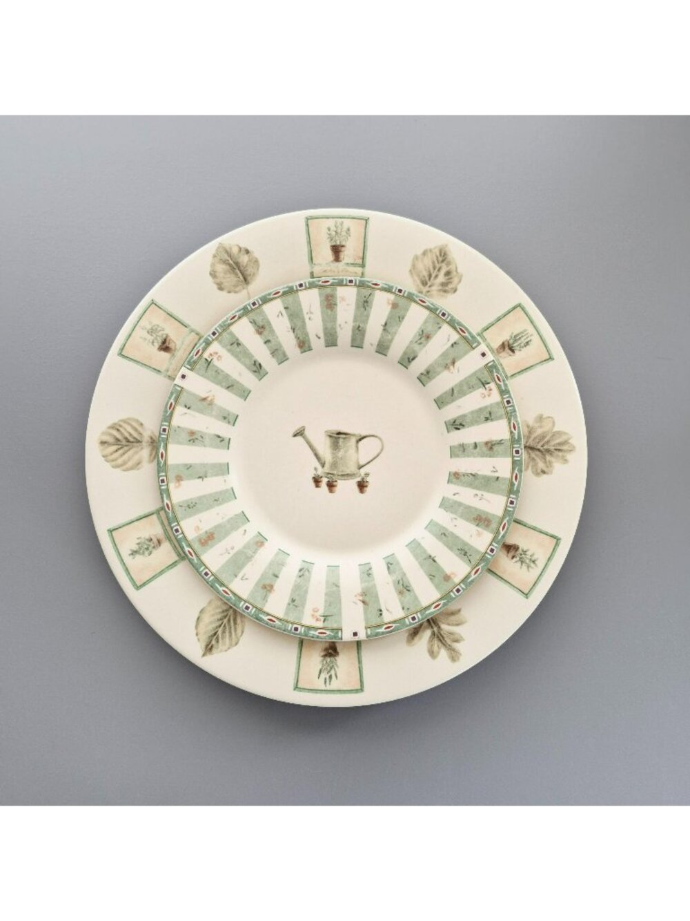 Pfaltzgraff Naturewood Dinner & Salad Plate SET, Cottagecore Herb Garden, USA